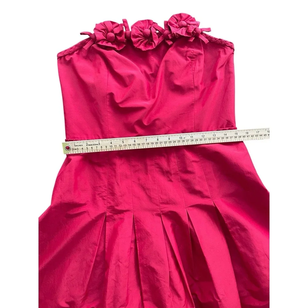 LILLY PULITZER RED STRAPLESS COCKTAIL DRESS Sz 10 SILK BLEND FULL FORMAL - Picture 4 of 7